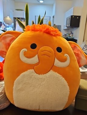 Squishmallows Orange Plush Elephant with Cream Accent